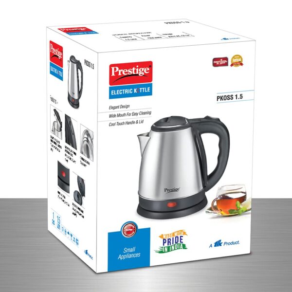 Prestige Electric Kettle PKOSS - 1500watts, Steel (1.5Ltr), Black - Image 5