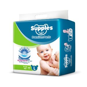 Supples Baby Pants Diapers, Large (9-14 kg), 62 Count