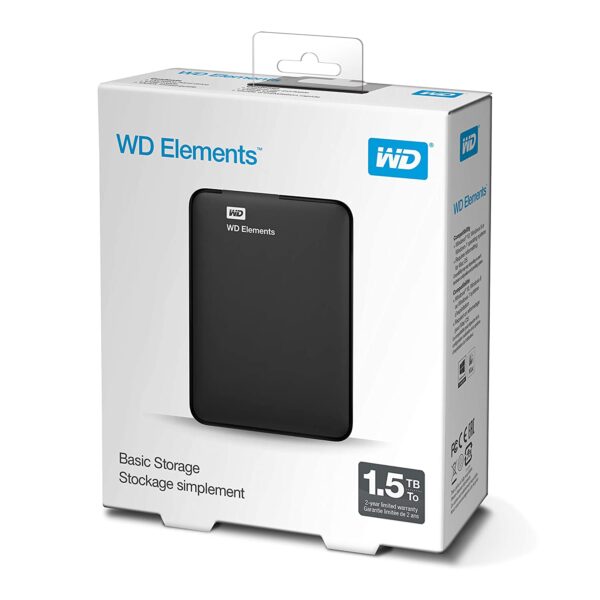 WD 1.5TB Elements Portable External Hard Drive, USB 3.0, Compatible with PC, PS4 & Xbox - (WDBU6Y0015BBK-WESN) - Image 8