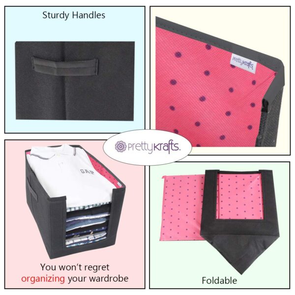 PrettyKrafts Shirt and Clothing Stacke Closet Organizer (Pink) - Set of 3 - Image 2