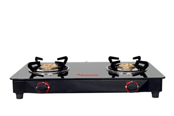 Butterfly Smart Glass Top 2 Burner Gas Stove, Black - Image 5