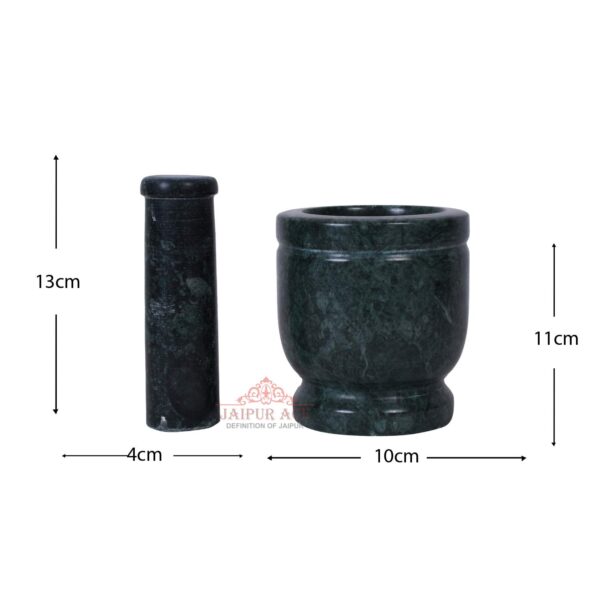 Jaipur Ace Natural Green Marble Mortar and Pestle Set, Imam Dasta, Ohkli Musal, Kharal- 4 Inches (Green) - Image 5