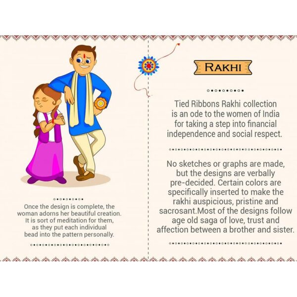 Roll over image to zoom in       TIED RIBBONS Rakhi for Brother with Gift Combo - Designer Rakhi with Rakshabandhan Special Coffee Mug, Mini Wishes Card and Roli Chawal, Multicolor, Medium - Image 4