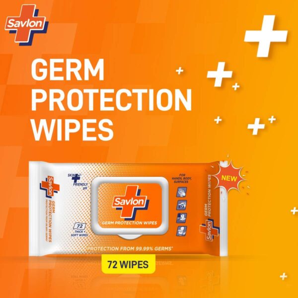 Savlon Germ Protection Multipurpose Thick & Soft Wet Wipes with Fliptop lid - 72 Wipes Multi Purpose - Image 5