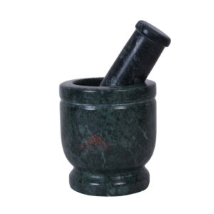 Jaipur Ace Natural Green Marble Mortar and Pestle Set, Imam Dasta, Ohkli Musal, Kharal- 4 Inches (Green)