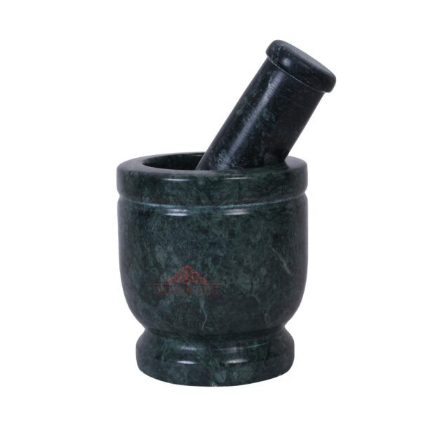 Jaipur Ace Natural Green Marble Mortar and Pestle Set, Imam Dasta, Ohkli Musal, Kharal- 4 Inches (Green)