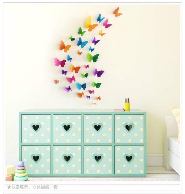 JAAMSO ROYALS Multi Colour 3D Colorful Crystal Butterfly Wall Stickers with Adhesive Art Decal Satin Paper Butterflies (1) - Image 6