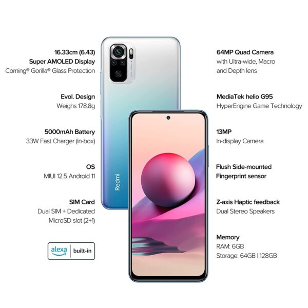 Redmi Note 10S (Deep Sea Blue, 6GB RAM, 128GB Storage) - Super Amoled Display | 64 MP Quad Camera - Image 4