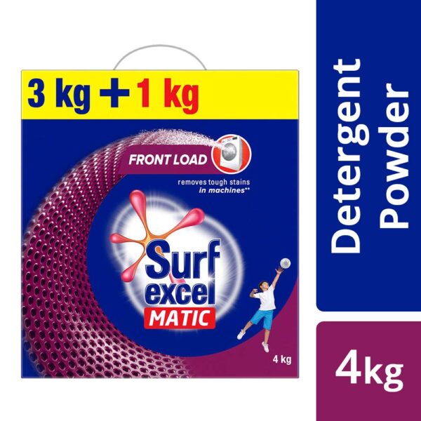 Surf Excel Matic Front Load Detergent Washing Powder, Specially Designed For Tough Stain Removal In Front Load Machines, 3+1 Kg Free - Image 2