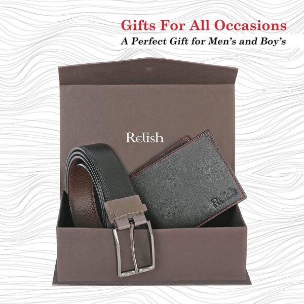 Relish Reversible PU-Leather Belt and Black Bi-Fold Wallet Combo Set for Mens and Boys | Gift for Men | Men Stylish PU-Leather Product - Image 6