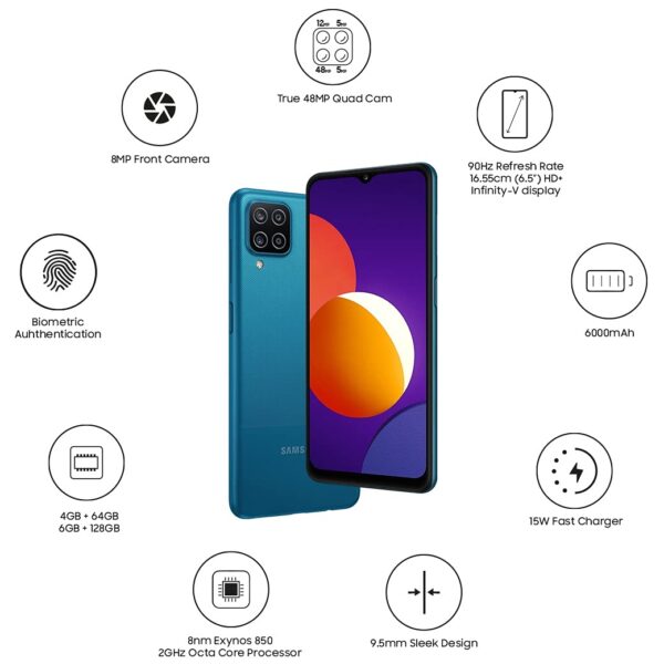 Samsung Galaxy M12 (Blue,4GB RAM, 64GB Storage) 6000 mAh with 8nm Processor | True 48 MP Quad Camera | 90Hz Refresh Rate - Image 7